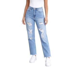 Hollister Ultra High Rise Mom Jeans Size 00 Distressed Mid Wash Baggy Jeans 00